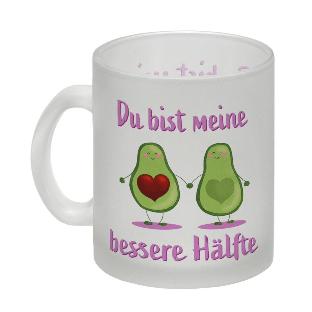 Avocado Pärchen Kaffeebecher mit Spruch Du bist meine bessere Hälfte