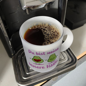 Avocado Pärchen Kaffeebecher mit Spruch Du bist meine bessere Hälfte