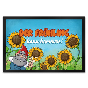Gartenzwerg Fußmatte mit Spruch Der Frühling kann kommen