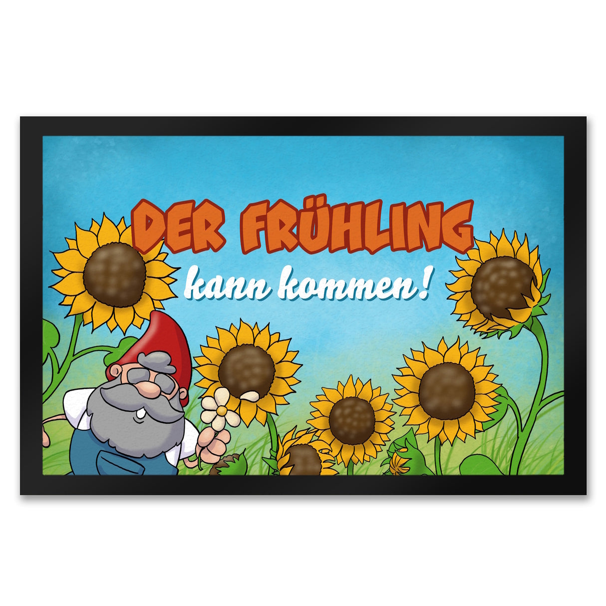 Gartenzwerg Fußmatte mit Spruch Der Frühling kann kommen