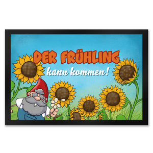 Gartenzwerg Fußmatte mit Spruch Der Frühling kann kommen