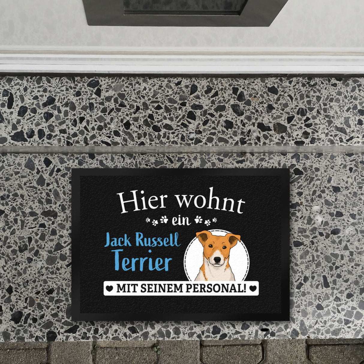 Hier wohnt ein Golden Retriever mit seinem Personal Fußmatte