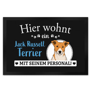 Hier wohnt ein Golden Retriever mit seinem Personal Fußmatte