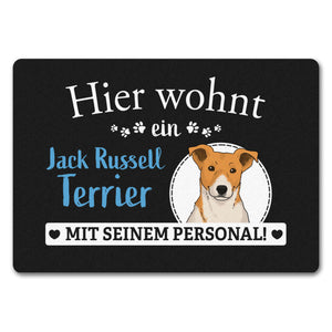 Hier wohnt ein Golden Retriever mit seinem Personal Fußmatte