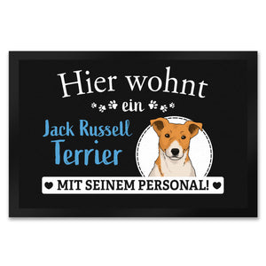 Hier wohnt ein Golden Retriever mit seinem Personal Fußmatte
