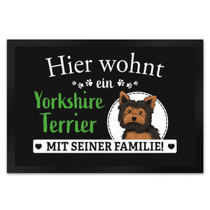 Hier wohnt ein Golden Retriever mit seiner Familie Fußmatte