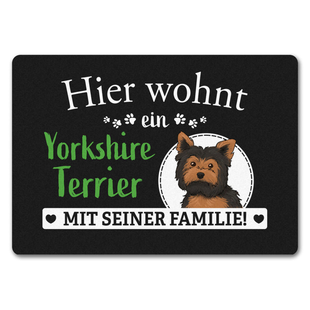 Hier wohnt ein Golden Retriever mit seiner Familie Fußmatte