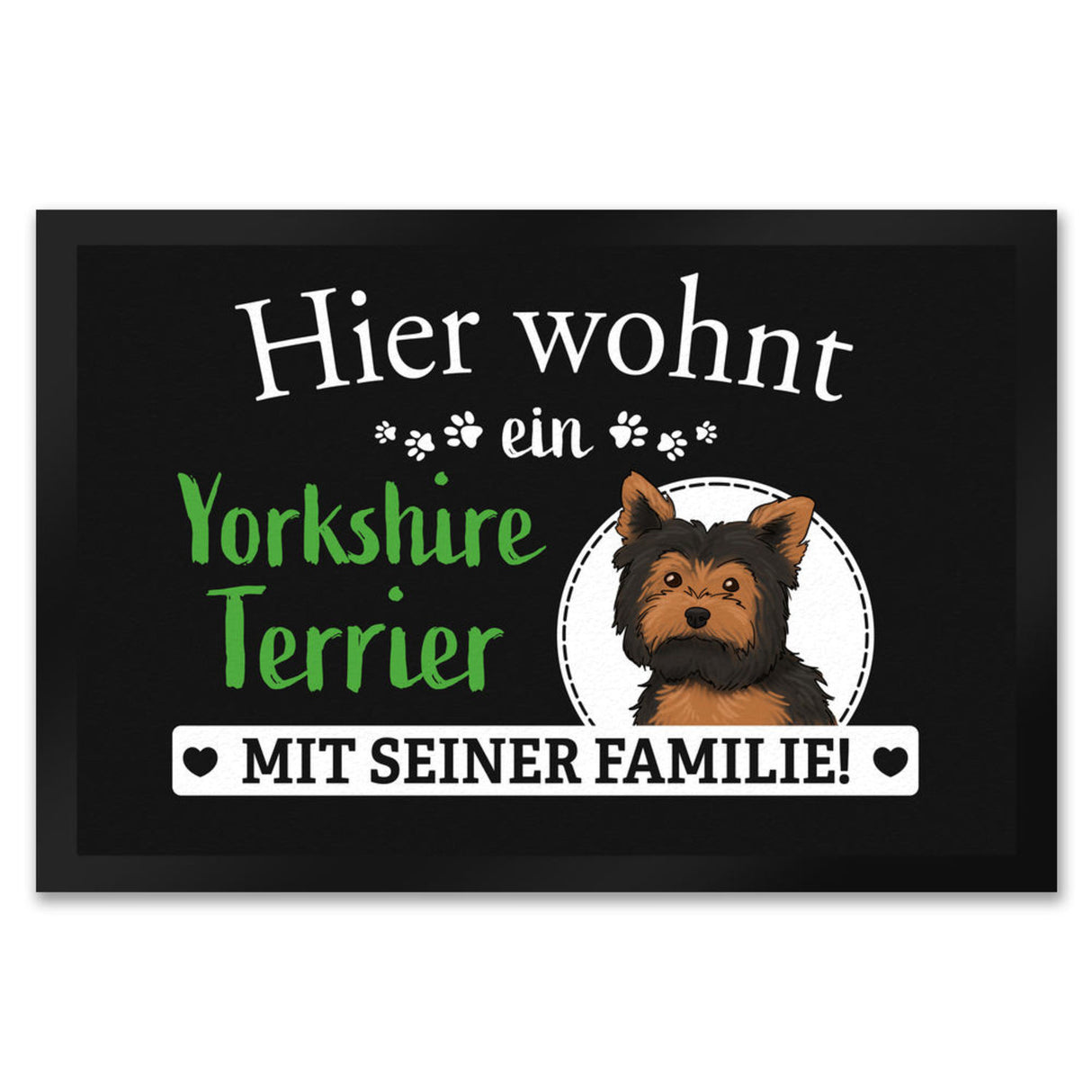 Hier wohnt ein Golden Retriever mit seiner Familie Fußmatte