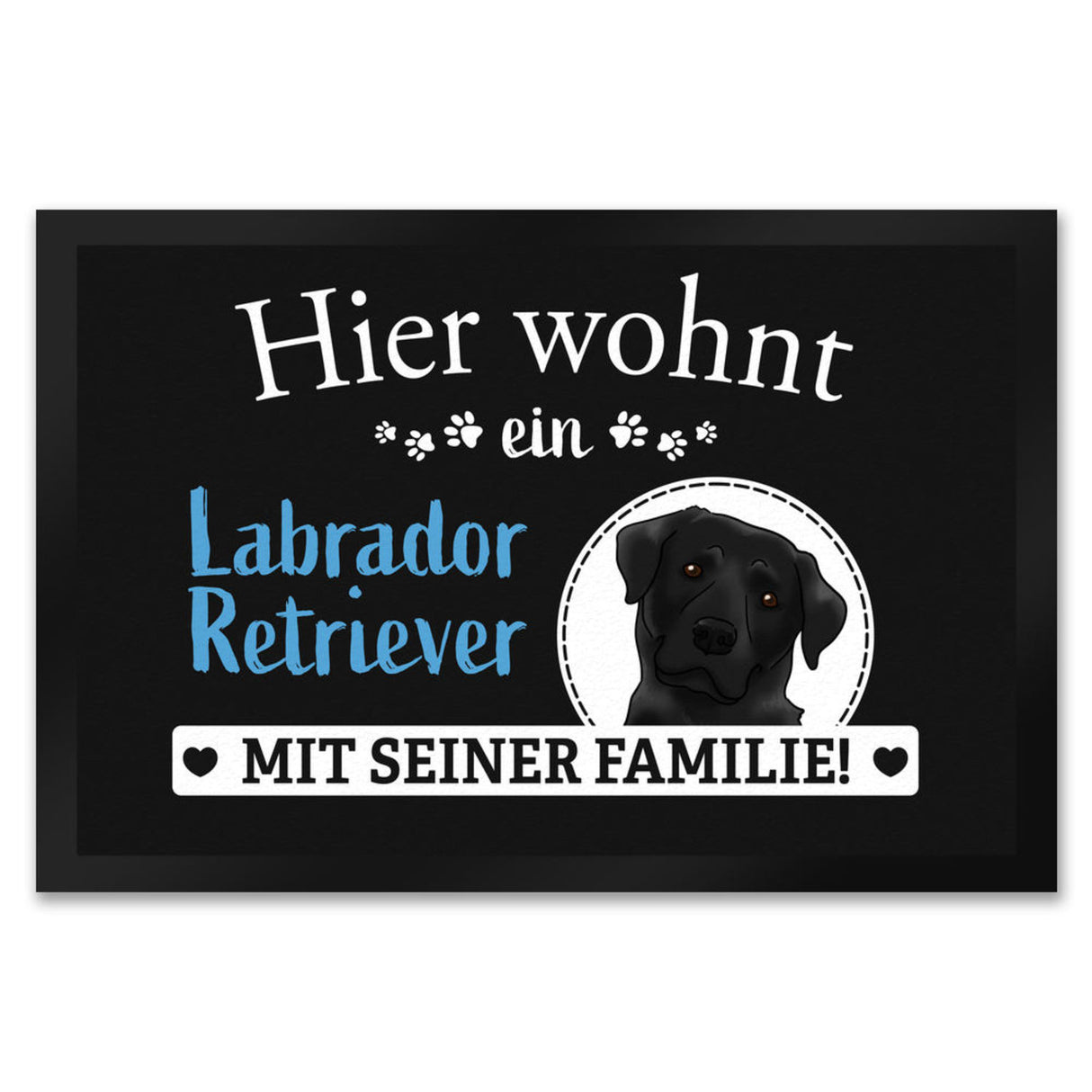 Hier wohnt ein Golden Retriever mit seiner Familie Fußmatte