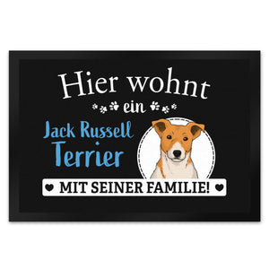 Hier wohnt ein Golden Retriever mit seiner Familie Fußmatte