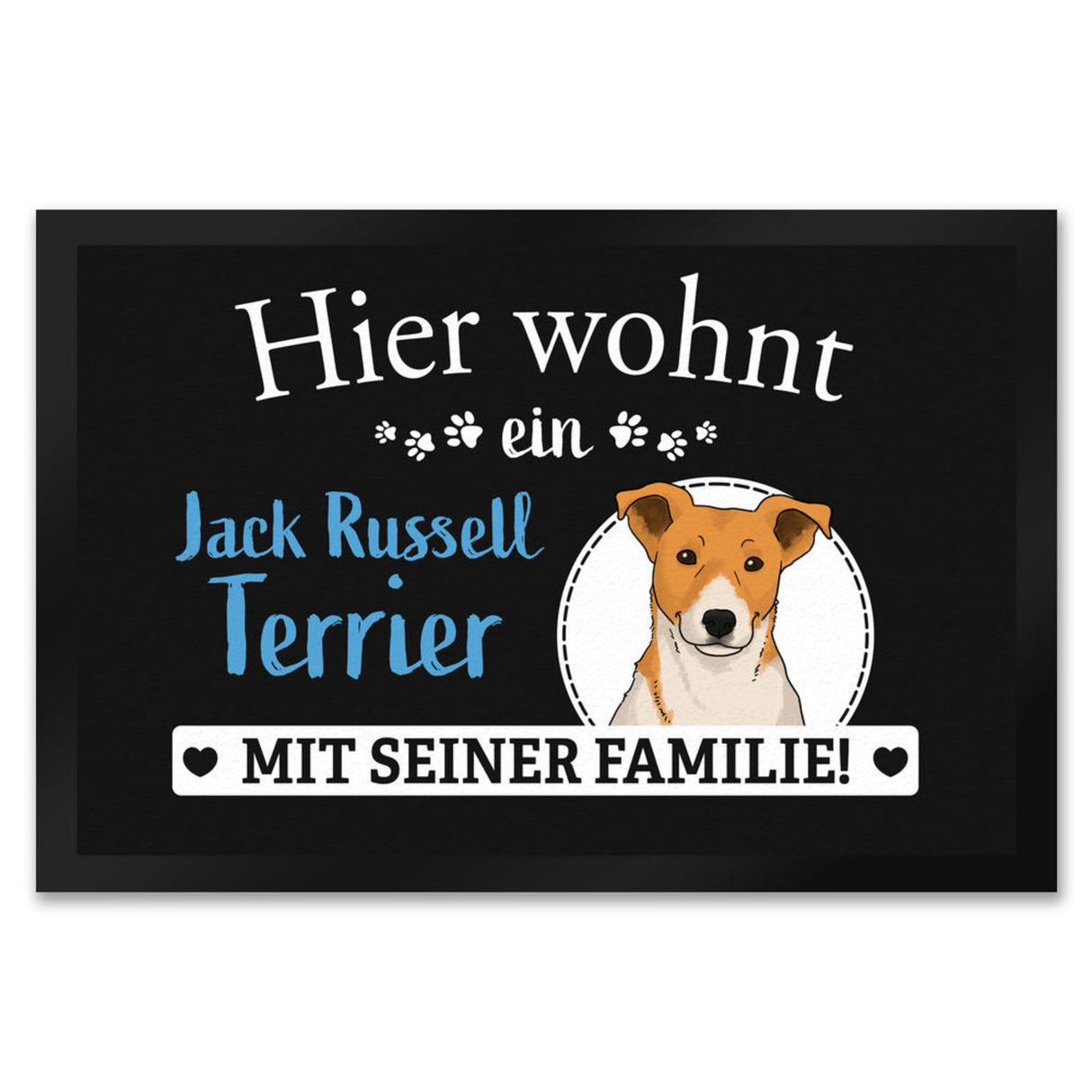 Hier wohnt ein Golden Retriever mit seiner Familie Fußmatte