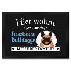 Hier wohnt ein Golden Retriever mit seiner Familie Fußmatte