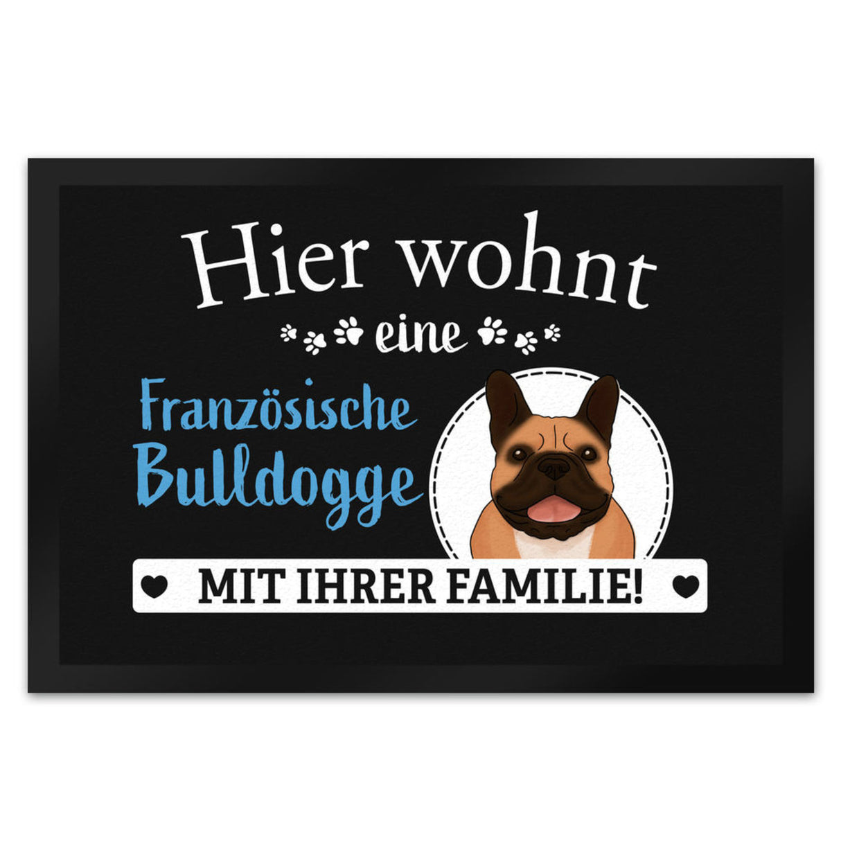 Hier wohnt ein Golden Retriever mit seiner Familie Fußmatte