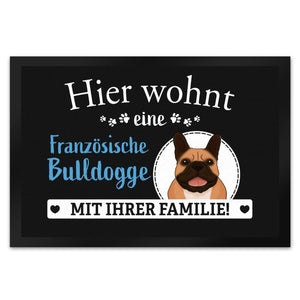 Hier wohnt ein Golden Retriever mit seiner Familie Fußmatte