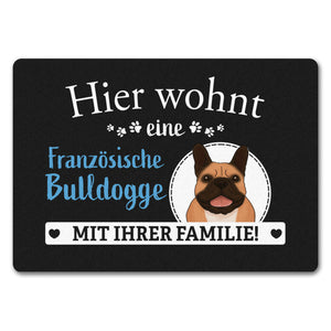 Hier wohnt ein Golden Retriever mit seiner Familie Fußmatte