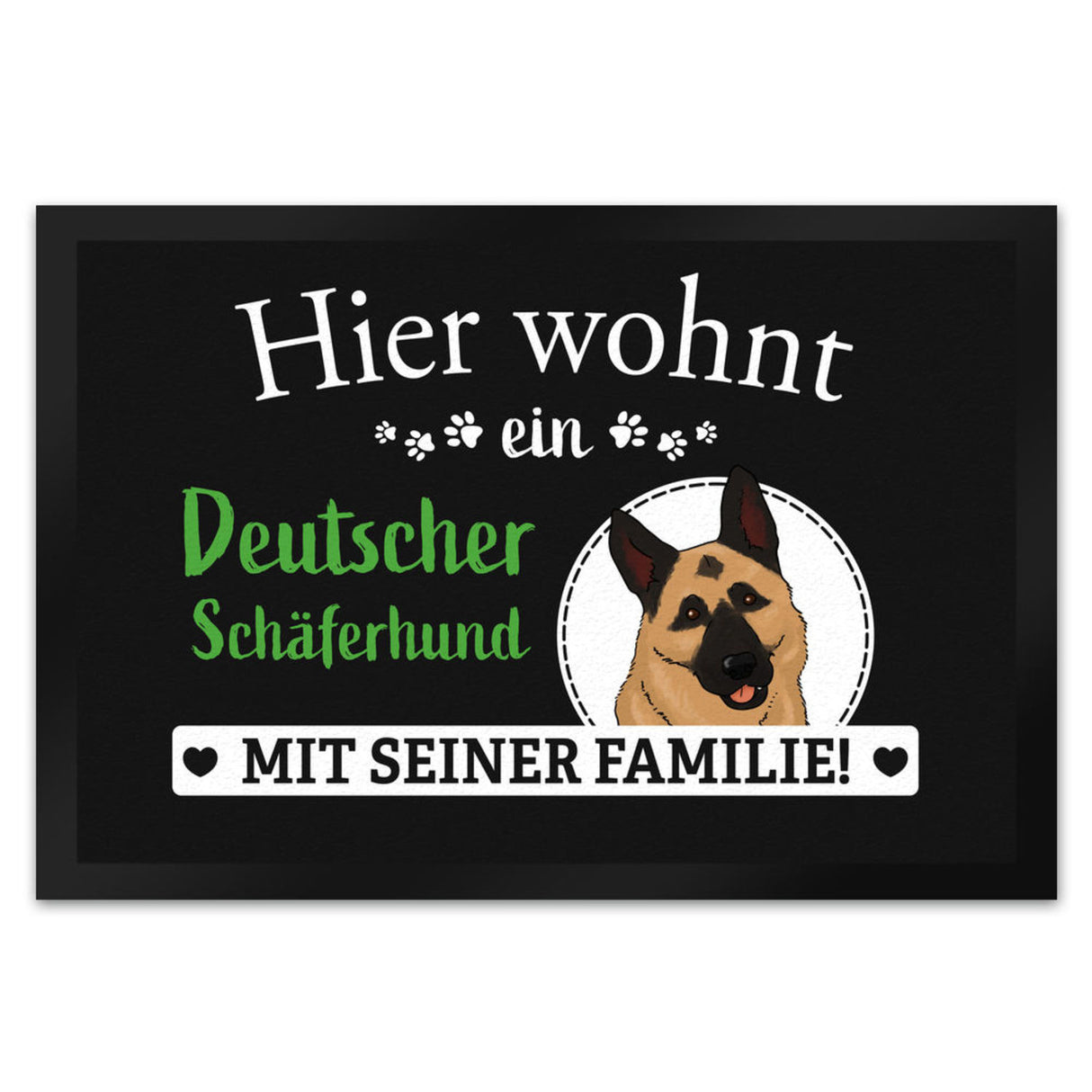 Hier wohnt ein Golden Retriever mit seiner Familie Fußmatte
