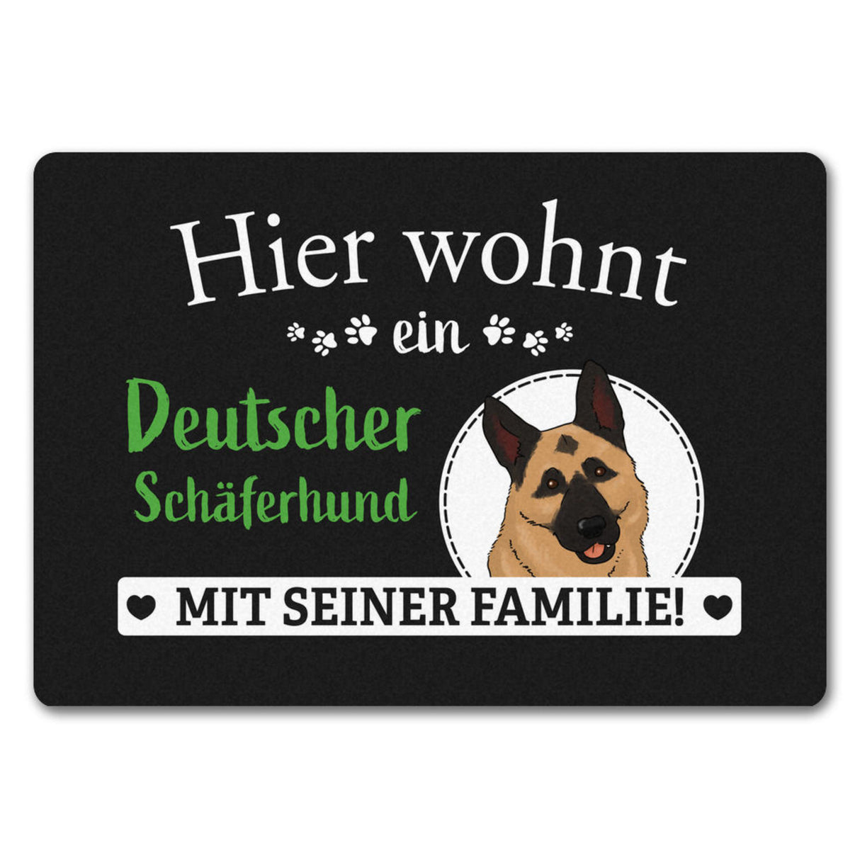Hier wohnt ein Golden Retriever mit seiner Familie Fußmatte