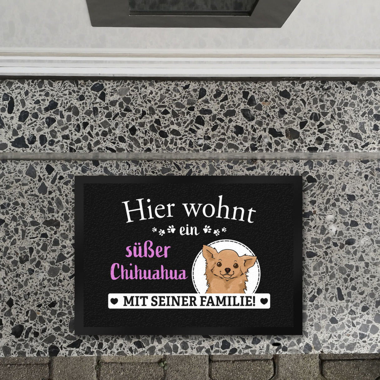 Hier wohnt ein Golden Retriever mit seiner Familie Fußmatte