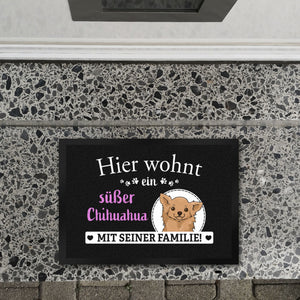 Hier wohnt ein Golden Retriever mit seiner Familie Fußmatte