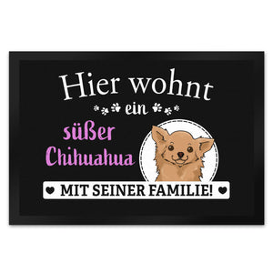 Hier wohnt ein Golden Retriever mit seiner Familie Fußmatte