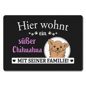 Hier wohnt ein Golden Retriever mit seiner Familie Fußmatte