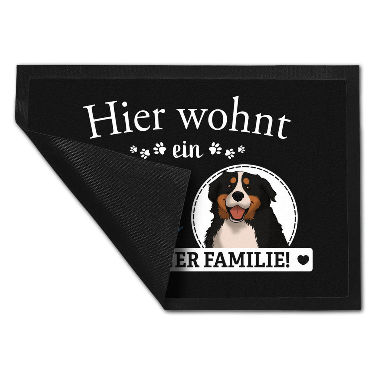 Hier wohnt ein Golden Retriever mit seiner Familie Fußmatte
