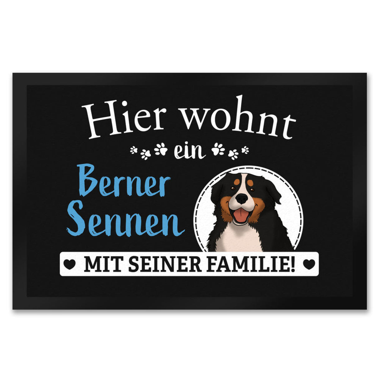 Hier wohnt ein Golden Retriever mit seiner Familie Fußmatte
