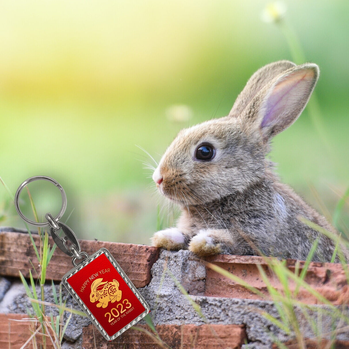 Happy New Year of the Rabbit 2023 Schlüsselanhänger mit Kaninchen