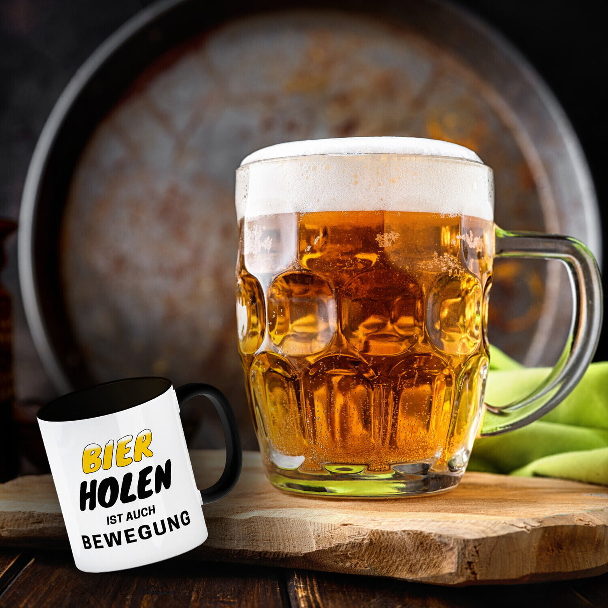 Bier Kaffeebecher mit Spruch - Bier holen ist auch Bewegung