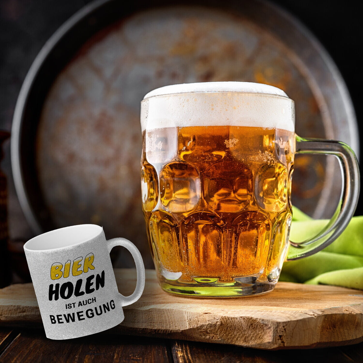 Bier Kaffeebecher mit Spruch - Bier holen ist auch Bewegung