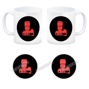 Fotografie Kaffeebecher mit Kamera Motiv
