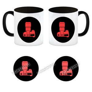 Fotografie Kaffeebecher mit Kamera Motiv