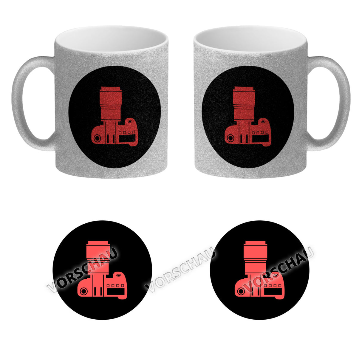 Fotografie Kaffeebecher mit Kamera Motiv