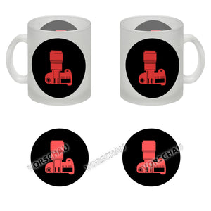 Fotografie Kaffeebecher mit Kamera Motiv