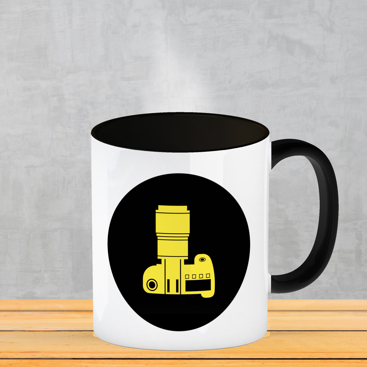 Fotografie Kaffeebecher mit Kamera Motiv