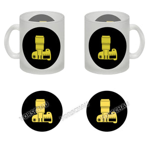 Fotografie Kaffeebecher mit Kamera Motiv