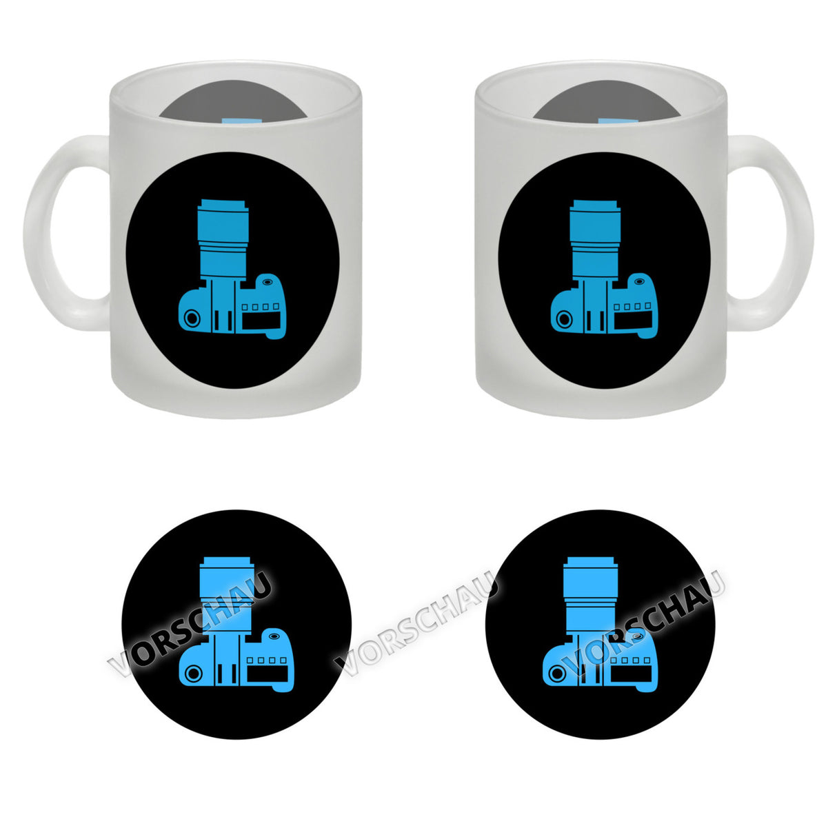 Fotografie Kaffeebecher mit Kamera Motiv