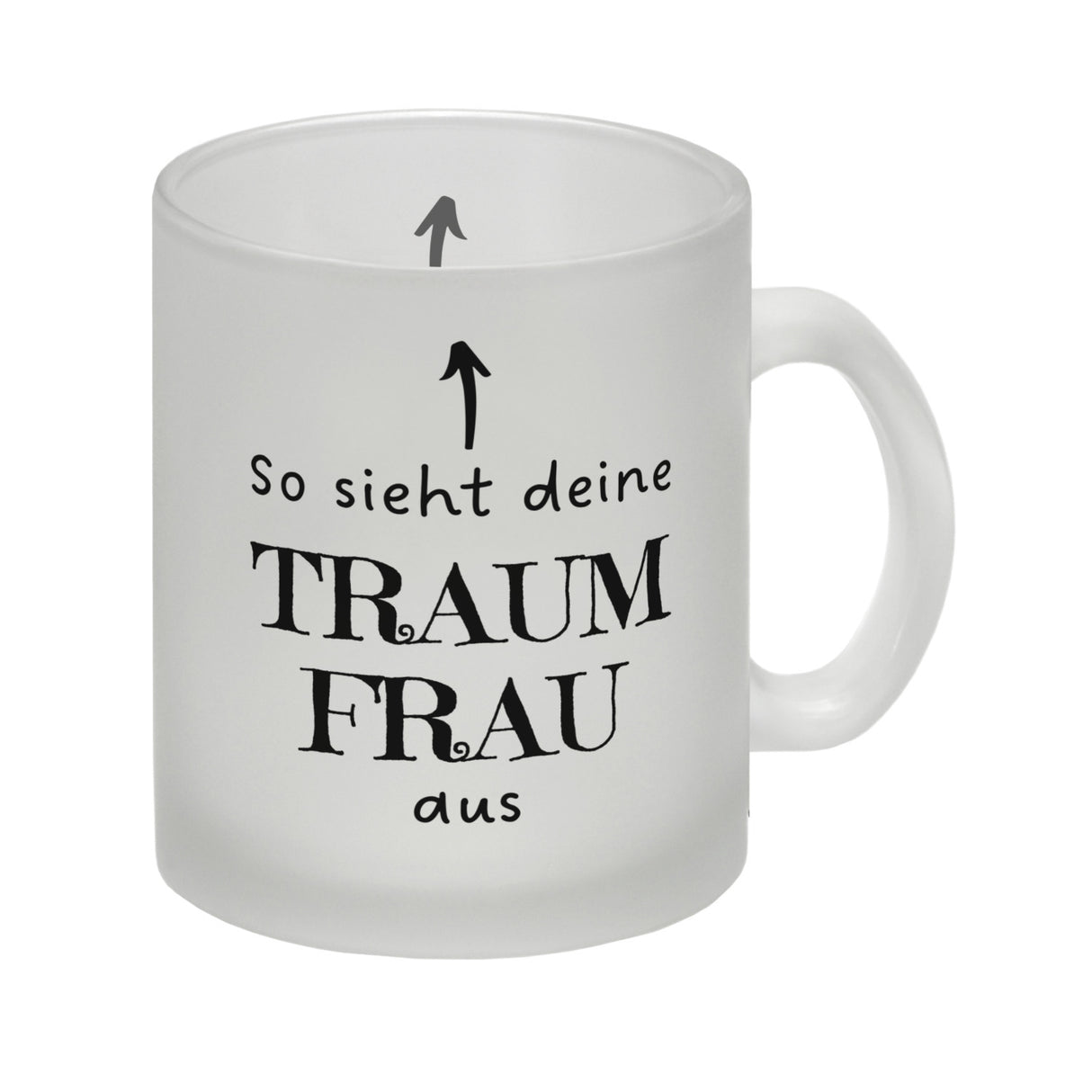Traumfrau Kaffeebecher mit Spruch: So sieht deine Traumfrau aus