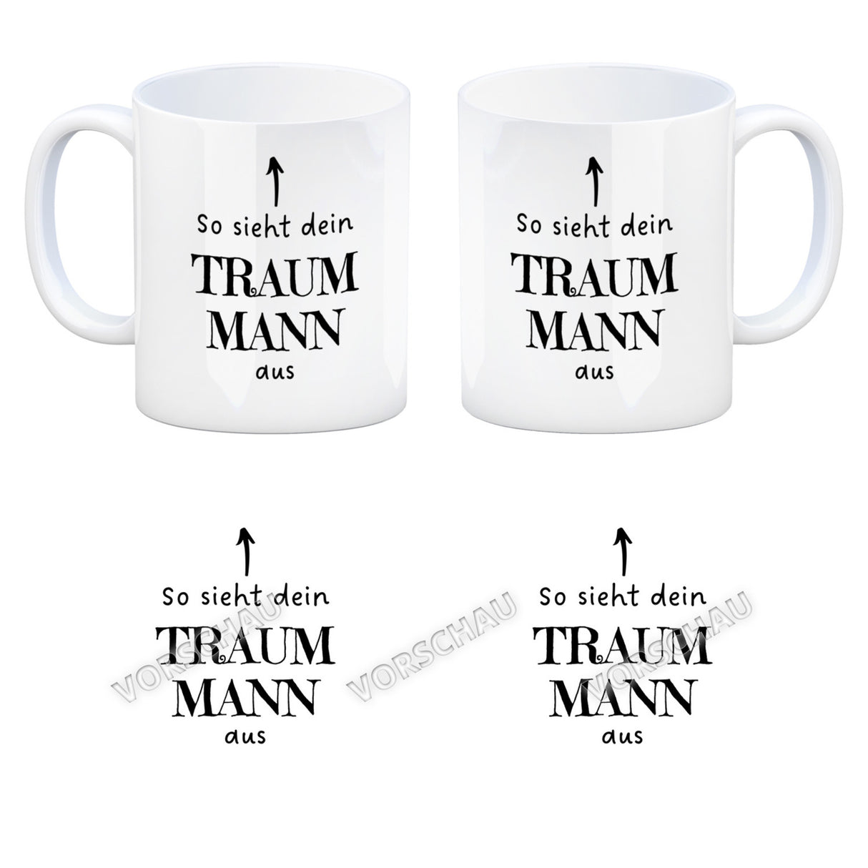 Traumfrau Kaffeebecher mit Spruch: So sieht deine Traumfrau aus