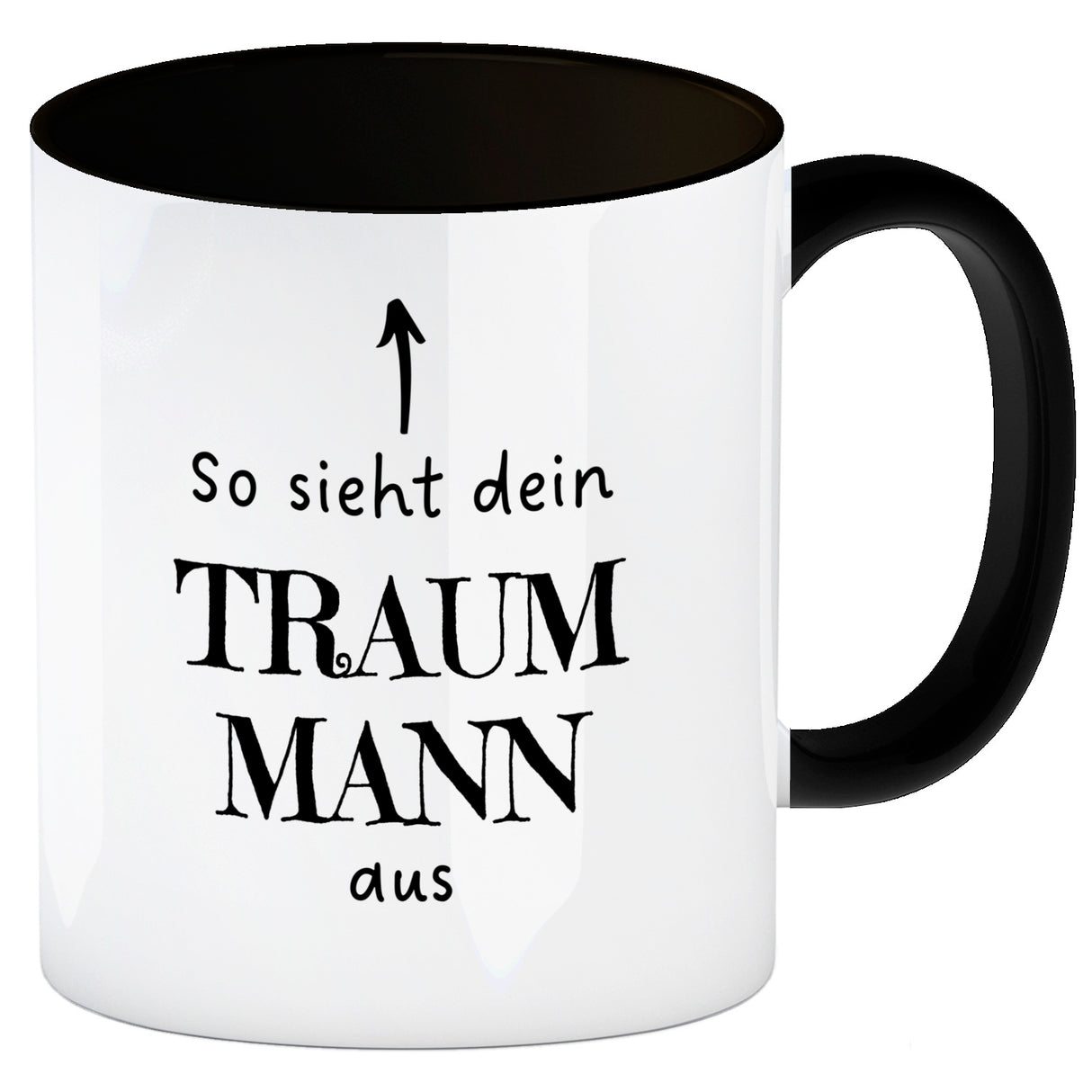 Traumfrau Kaffeebecher mit Spruch: So sieht deine Traumfrau aus