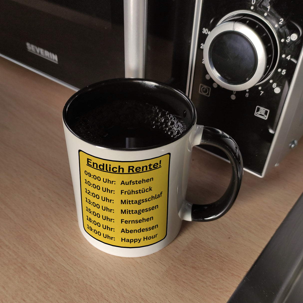 Renten To-Do Liste Kaffeebecher mit Spruch: Endlich Rente