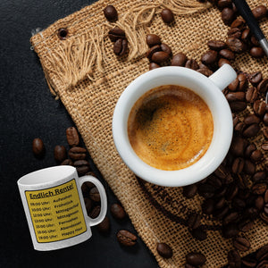 Renten To-Do Liste Kaffeebecher mit Spruch: Endlich Rente