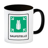 Saufstelle Kaffeebecher mit Bier Motiv und Spruch