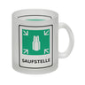 Saufstelle Kaffeebecher mit Bier Motiv und Spruch