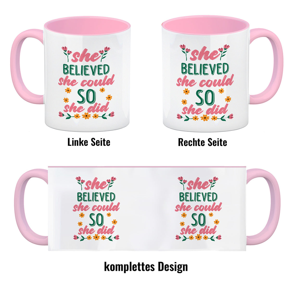 Motivation Kaffeebecher mit Spruch She believed she could so she did