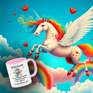 Einhorn Kaffeebecher mit Spruch - Bitch Please