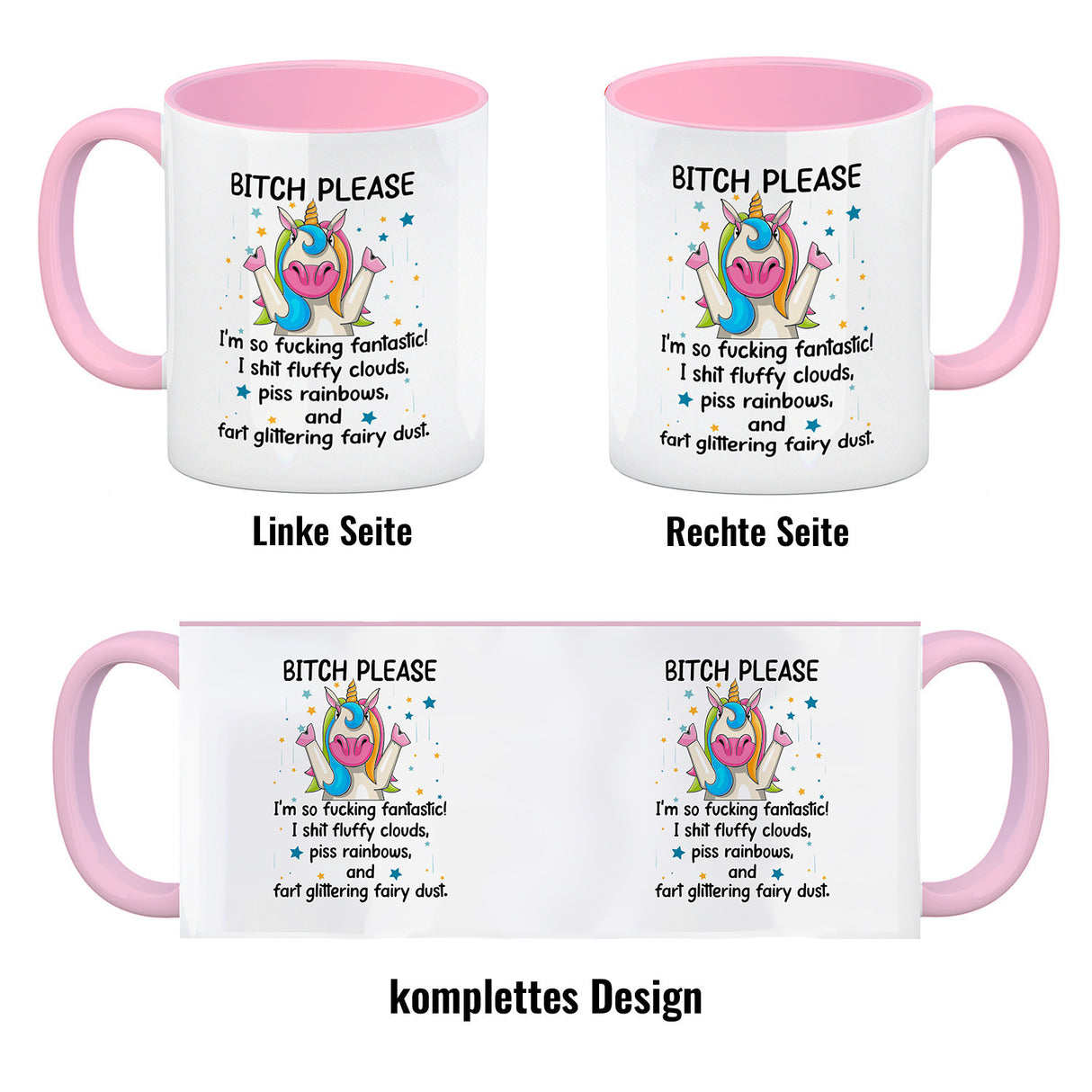 Einhorn Kaffeebecher mit Spruch - Bitch Please