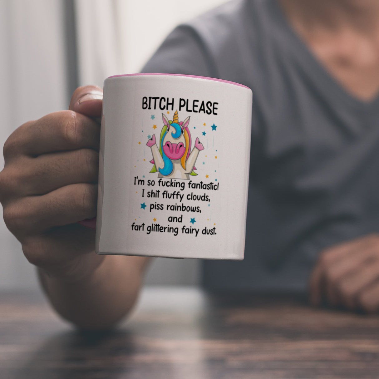 Einhorn Kaffeebecher mit Spruch - Bitch Please