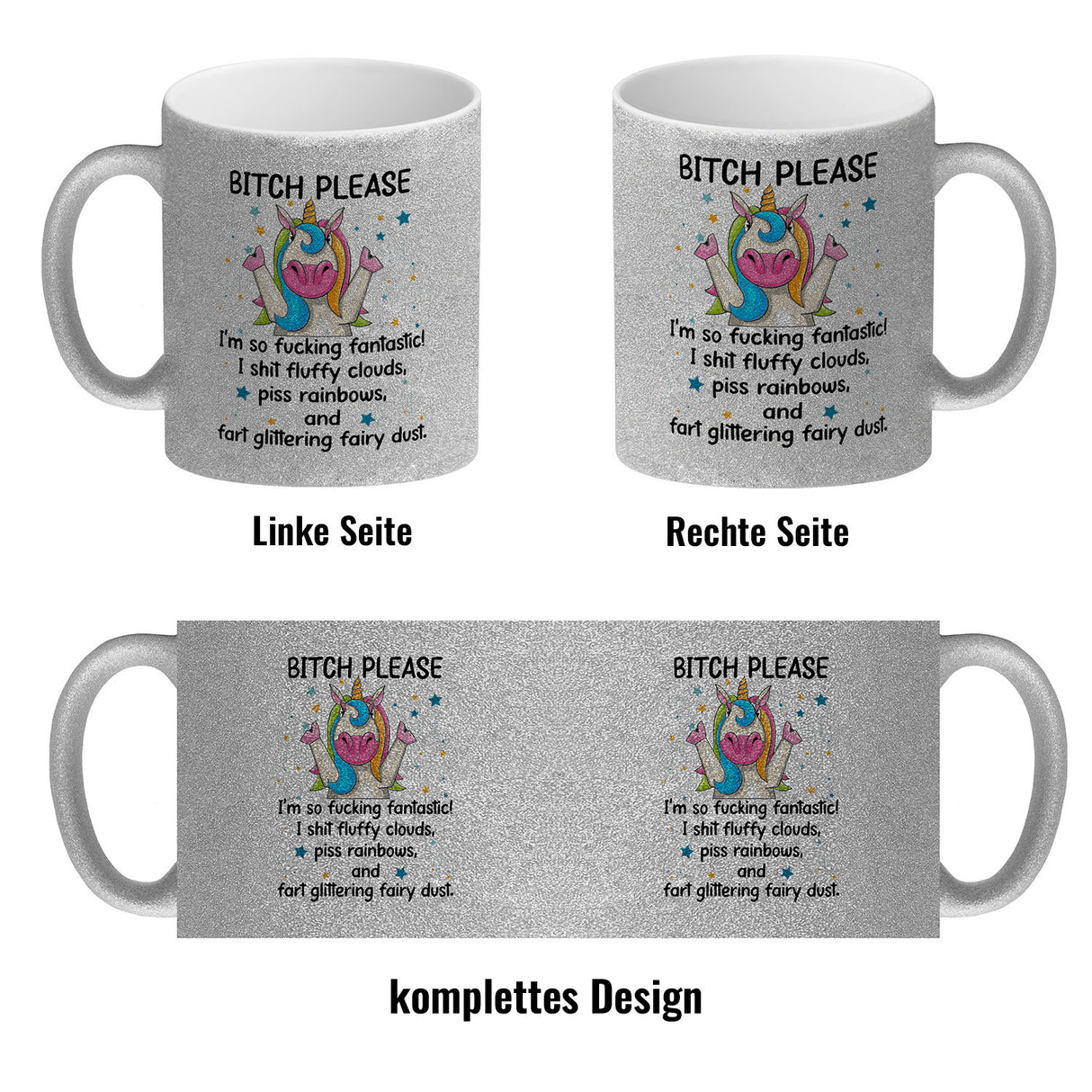Einhorn Kaffeebecher mit Spruch - Bitch Please