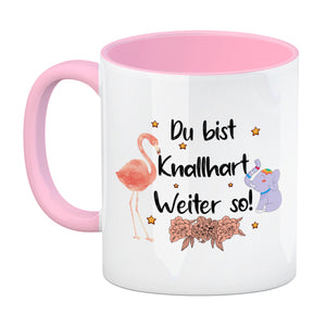 Flamingo und Elefant Motivation Kaffeebecher mit Spruch